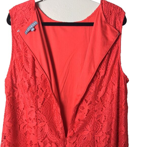 NWT Sharagano New York Women's Poppy Colored Fully Laced Midi Dress  Size 24 W - Picture 5 of 11